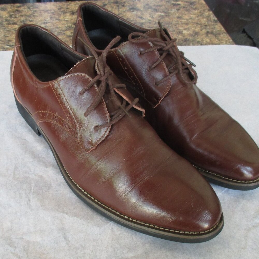 Jingpin Men's Shoes Size 10 Brown Lace up Oxford Casual/Dress Shoes